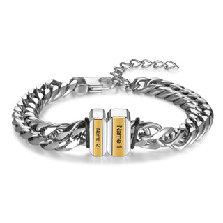 Father's Day Gift Cuban Link Men's Bracelet With Personalized Beads