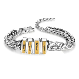 Father's Day Gift Cuban Link Men's Bracelet With Personalized Beads