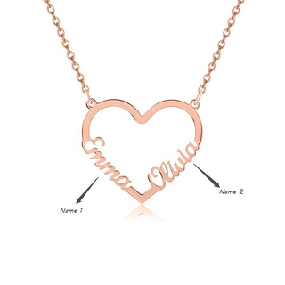 Custom Heart Double Name Necklace