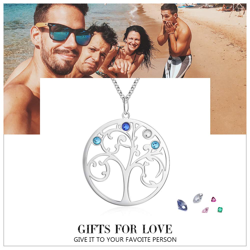 925 Sterling Silver Personalized Family Tree Name Necklace