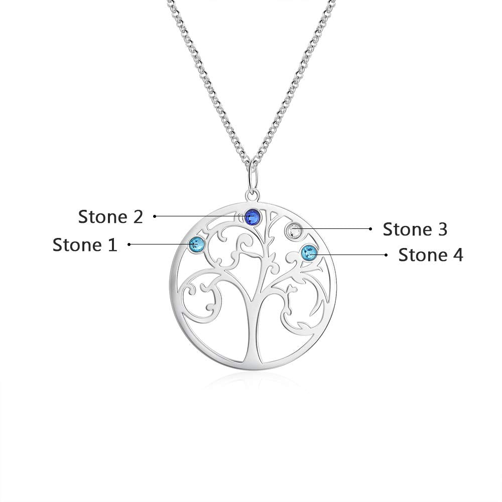 925 Sterling Silver Personalized Family Tree Name Necklace