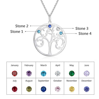 925 Sterling Silver Personalized Family Tree Name Necklace