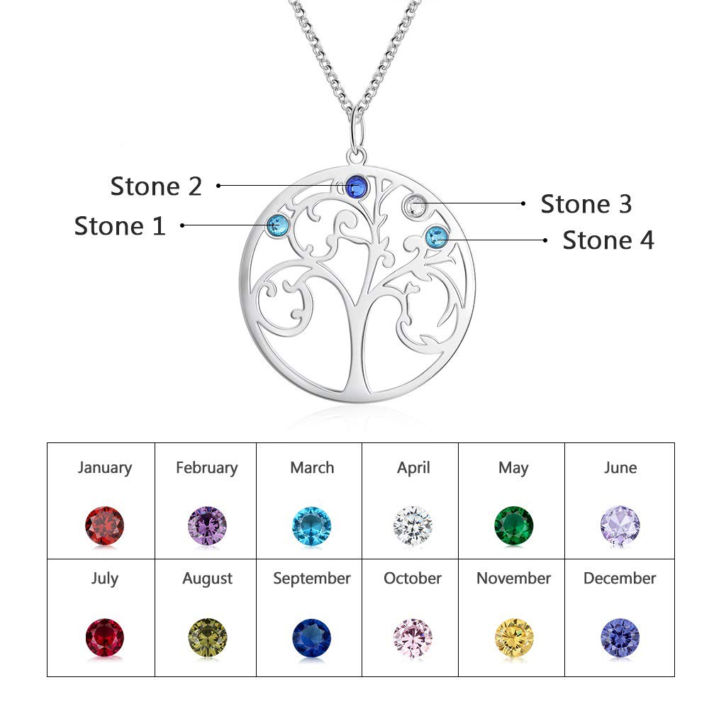 925 Sterling Silver Personalized Family Tree Name Necklace