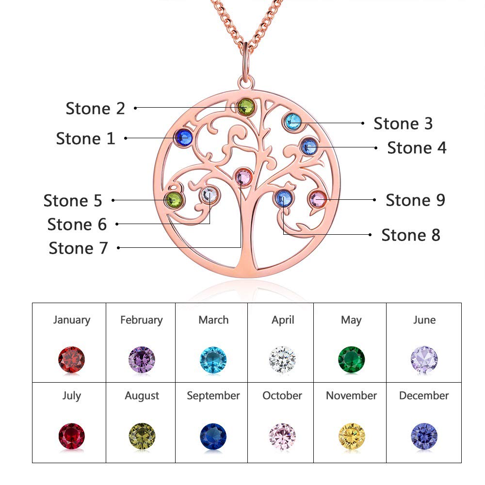 925 Sterling Silver Personalized Family Tree Name Necklace