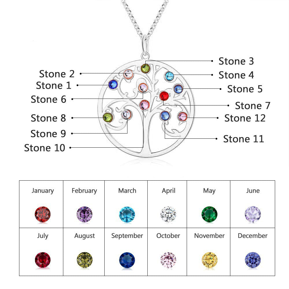 925 Sterling Silver Personalized Family Tree Name Necklace