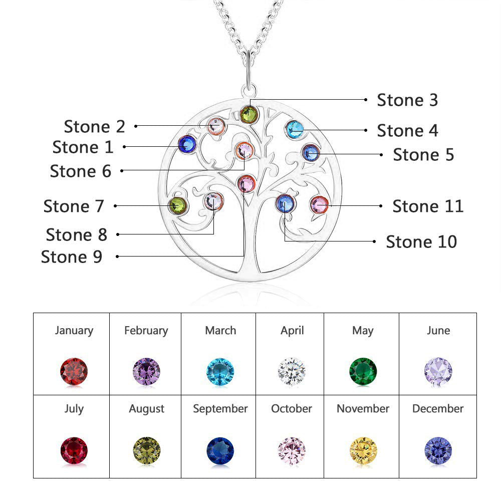 925 Sterling Silver Personalized Family Tree Name Necklace