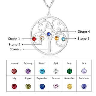 925 Sterling Silver Personalized Family Tree Name Necklace