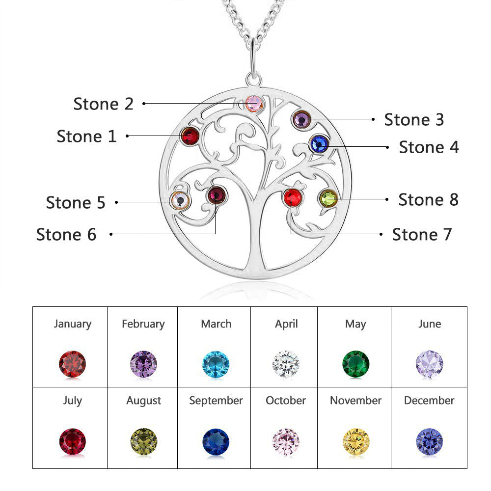 925 Sterling Silver Personalized Family Tree Name Necklace
