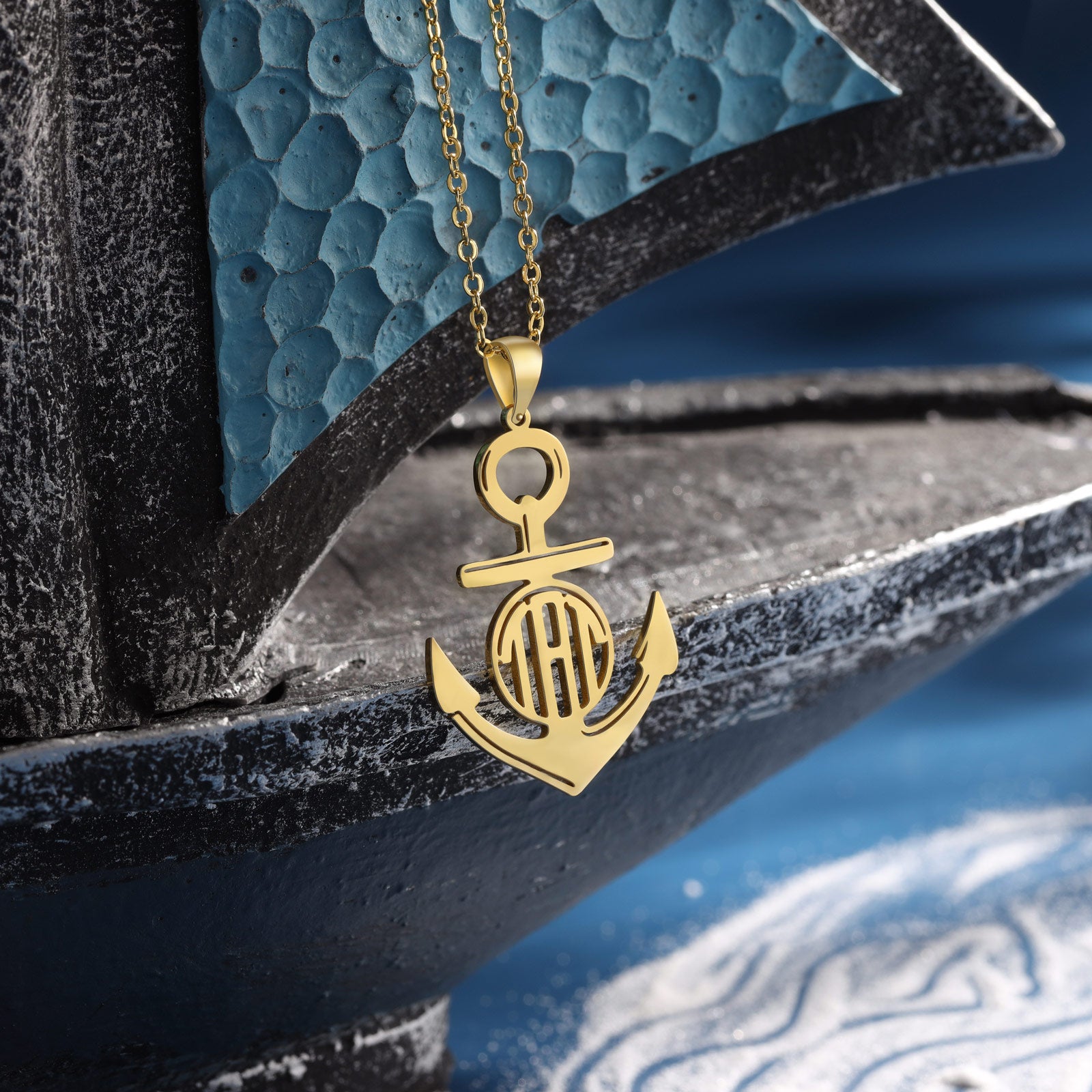 Custom Anchor Name Necklace