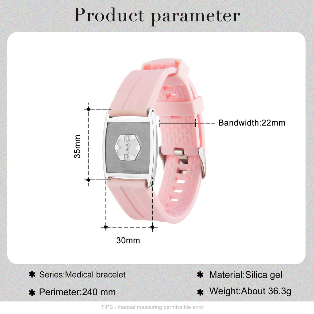 Custom Pink Medical Bracelet