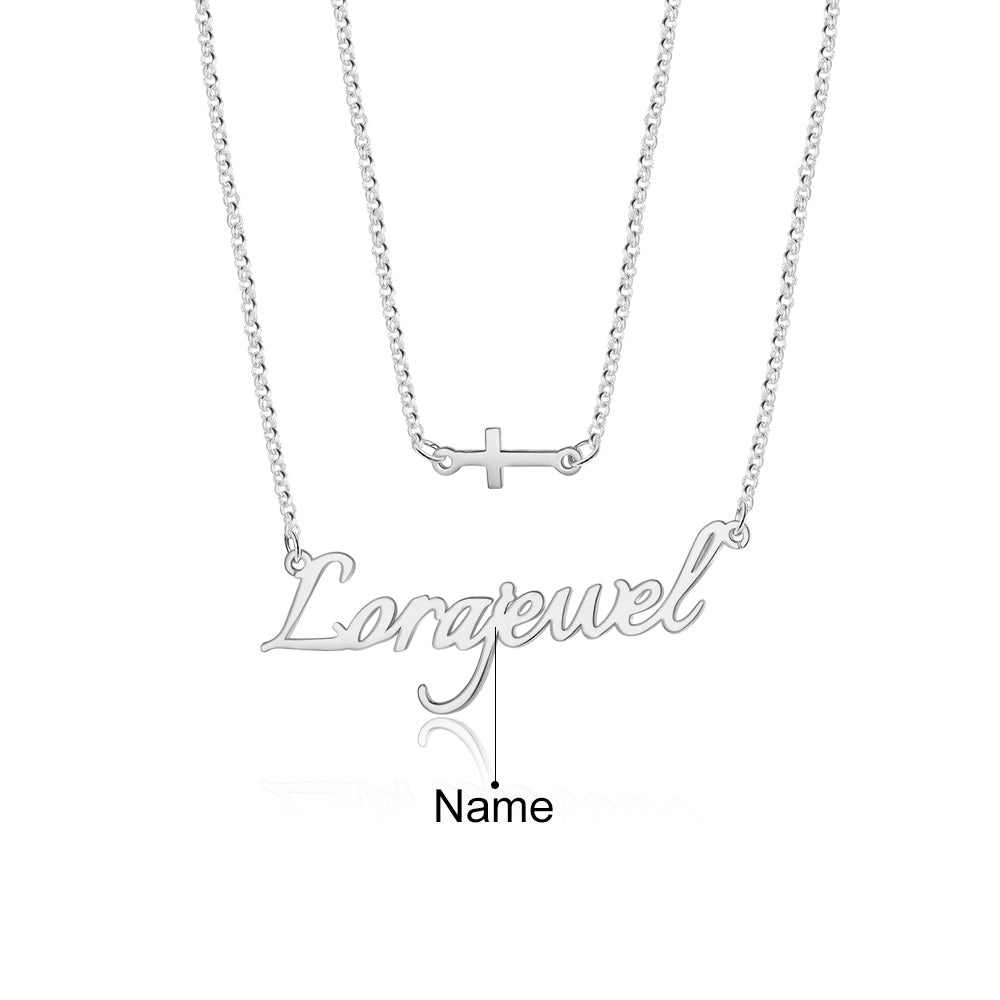 Personalized Rhodium Plated Name Necklace