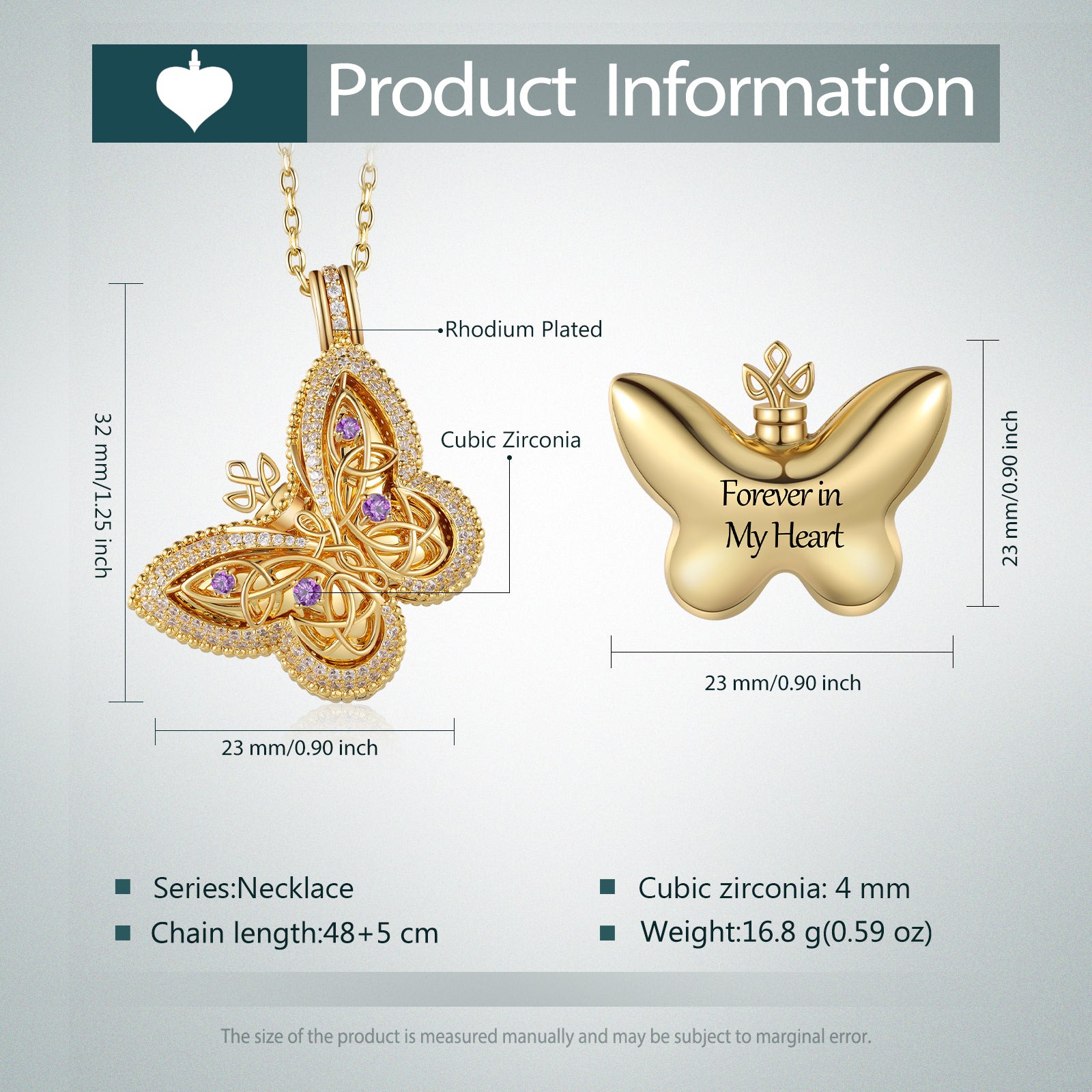 Custom Buttefly Ashed Necklace