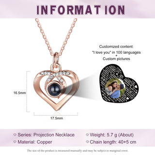 Custom Photo Projection Heart Pendant Necklace