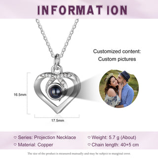 Custom Photo Projection Heart Pendant Necklace