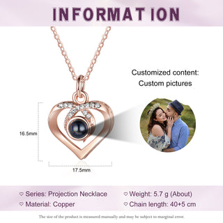 Custom Photo Projection Heart Pendant Necklace