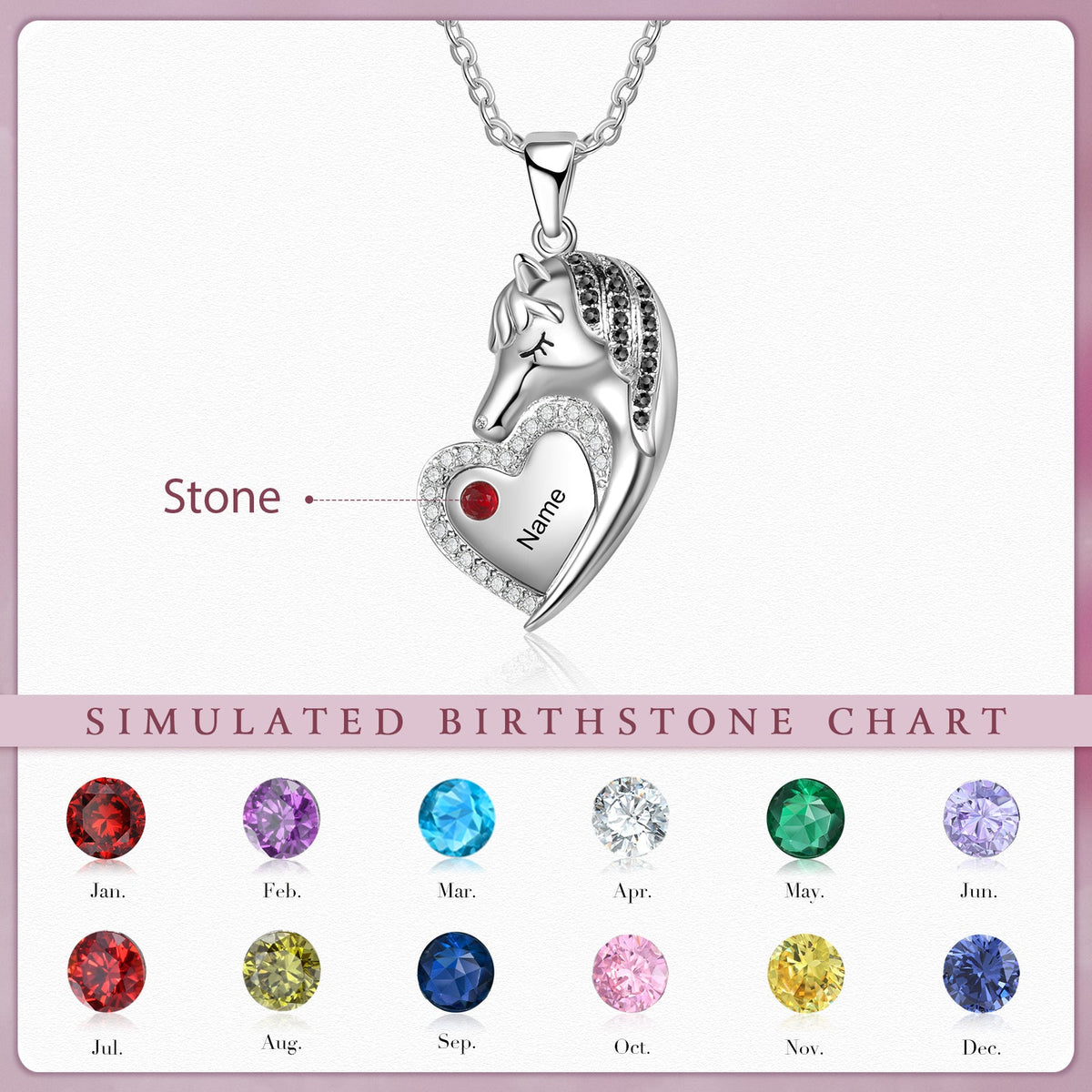 Custom Heart Animal Horse Necklace
