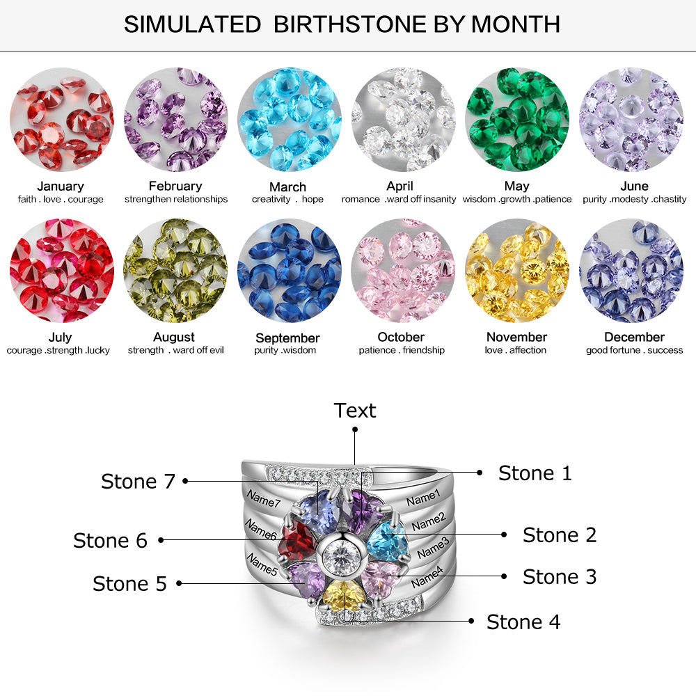 925 Sterling Silver Custom Birthstone Ring