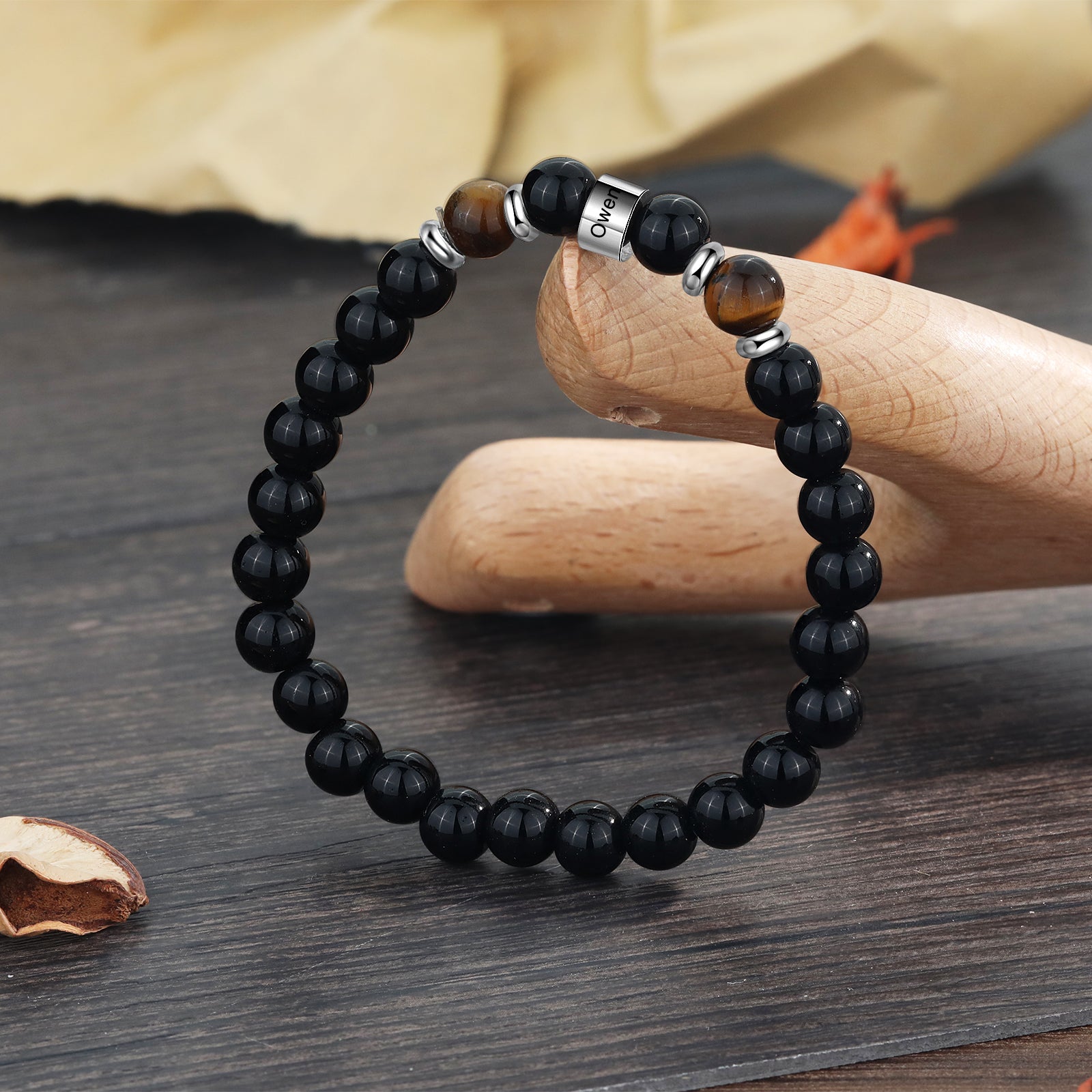 Custom Name Tiger Eye Stone Bracelet