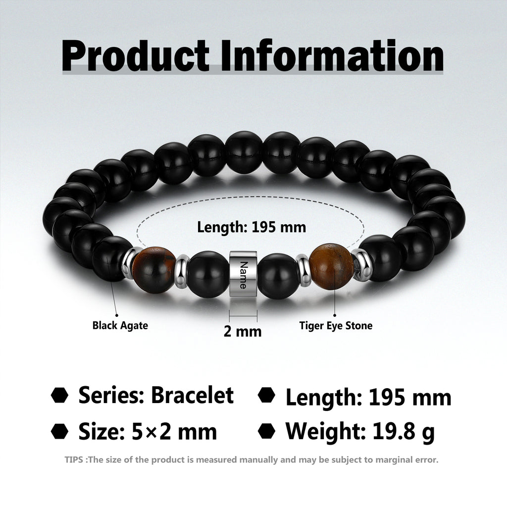 Custom Name Tiger Eye Stone Bracelet