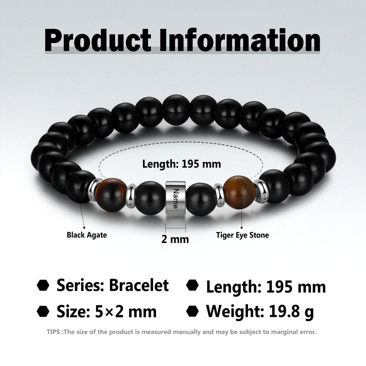 Custom Name Tiger Eye Stone Bracelet