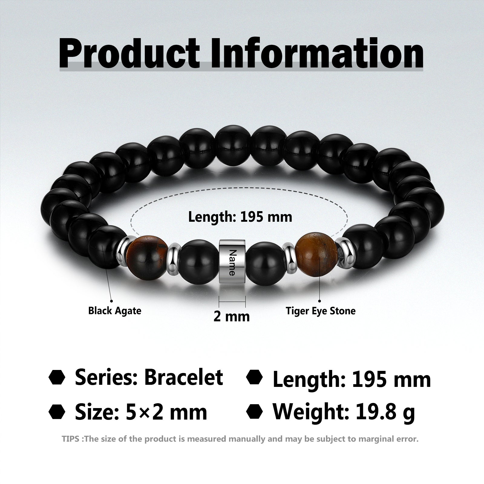 Custom Name Tiger Eye Stone Bracelet