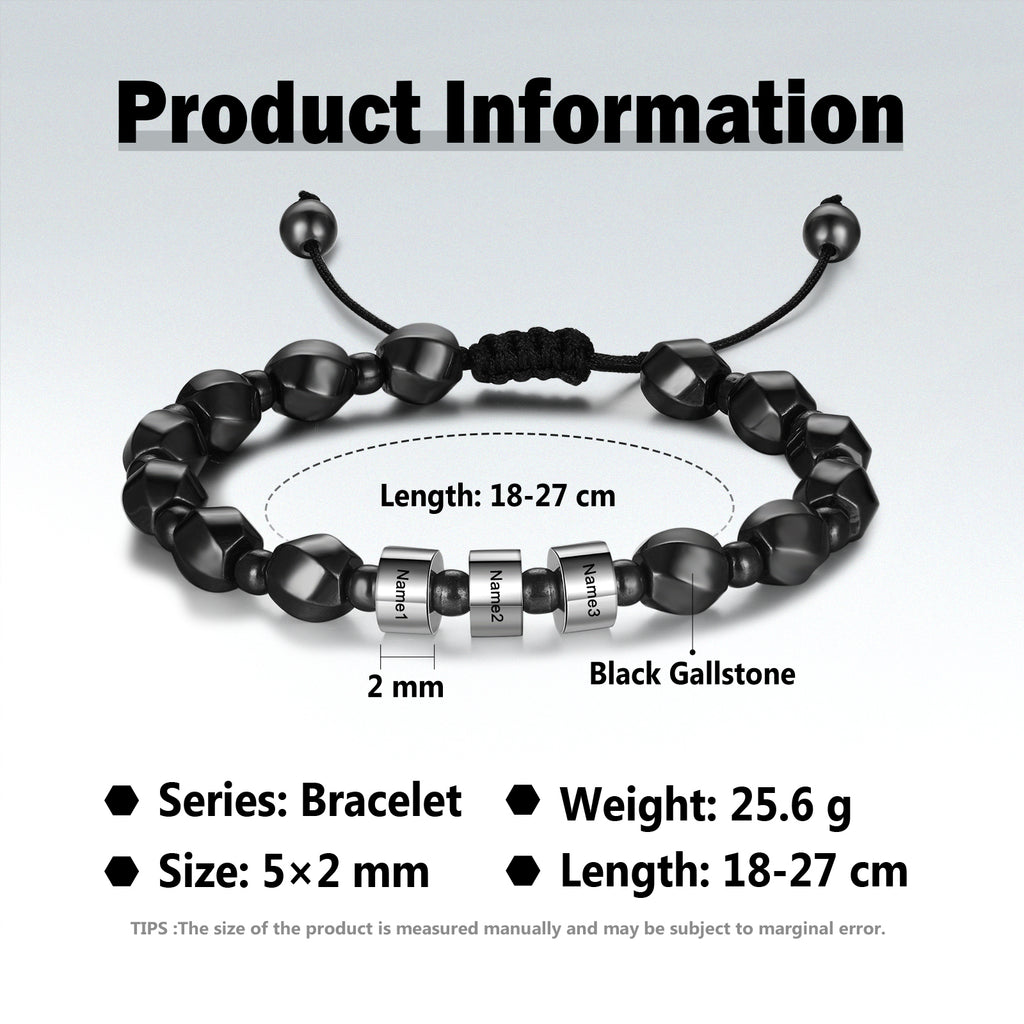 Custom Name Black Gallstone Bracelet