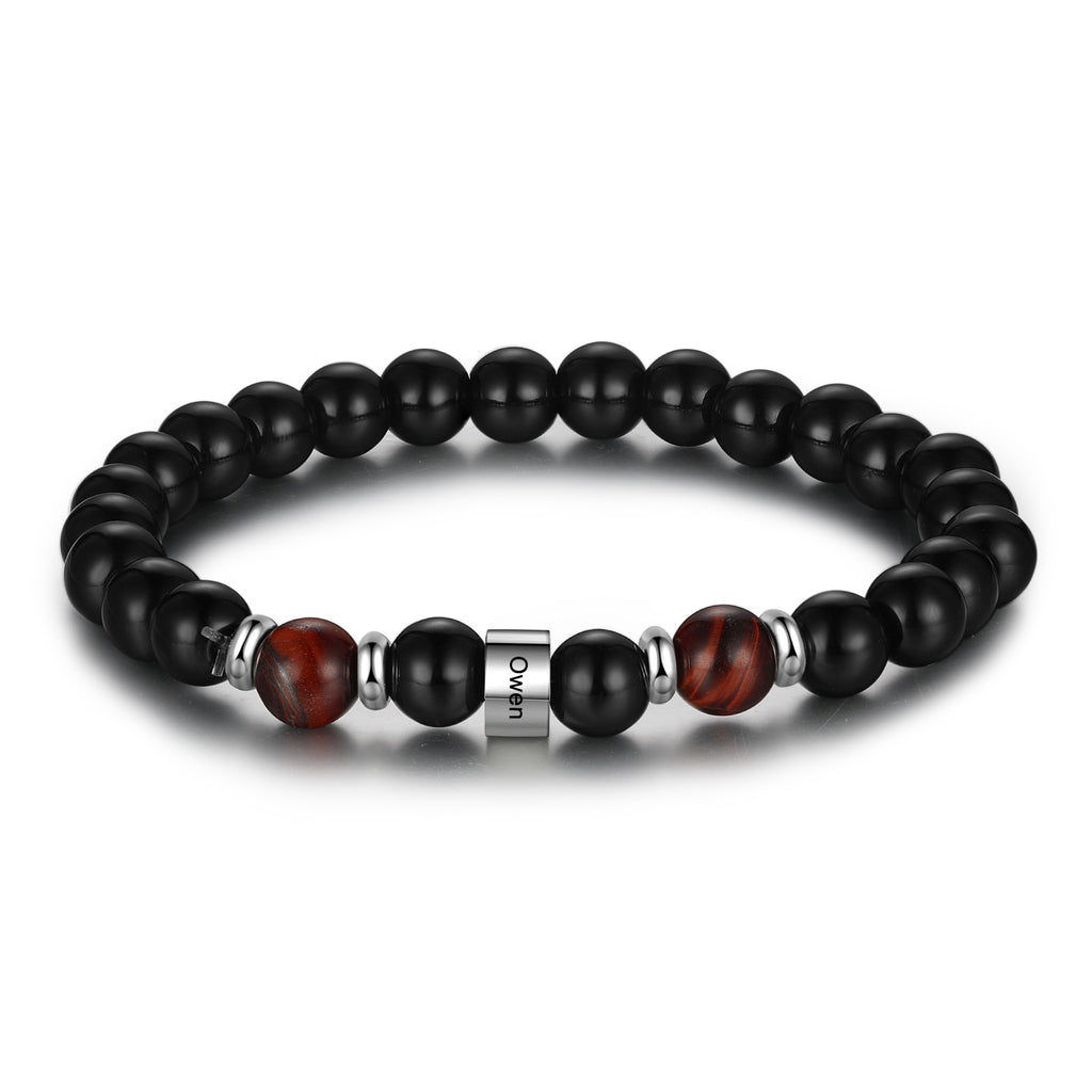 Custom Name Black Agate Bracelet