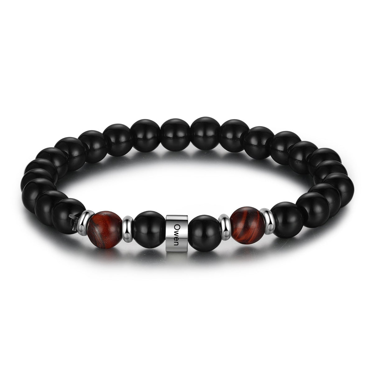 Custom Name Black Agate Bracelet