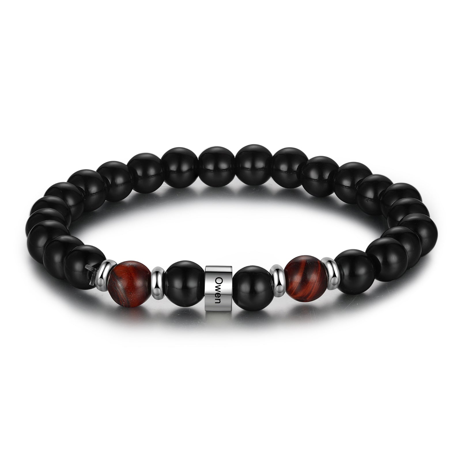 Custom Name Black Agate Bracelet