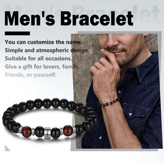 Custom Name Black Agate Bracelet