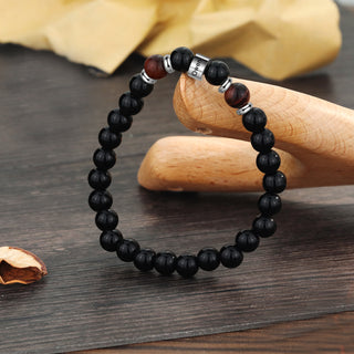 Custom Name Black Agate Bracelet