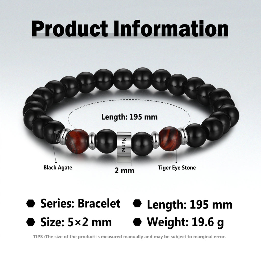 Custom Name Black Agate Bracelet