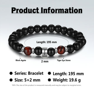 Custom Name Black Agate Bracelet
