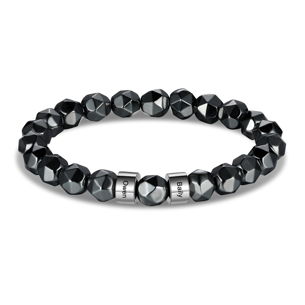 Custom Name Black Gallstone Men Bracelet