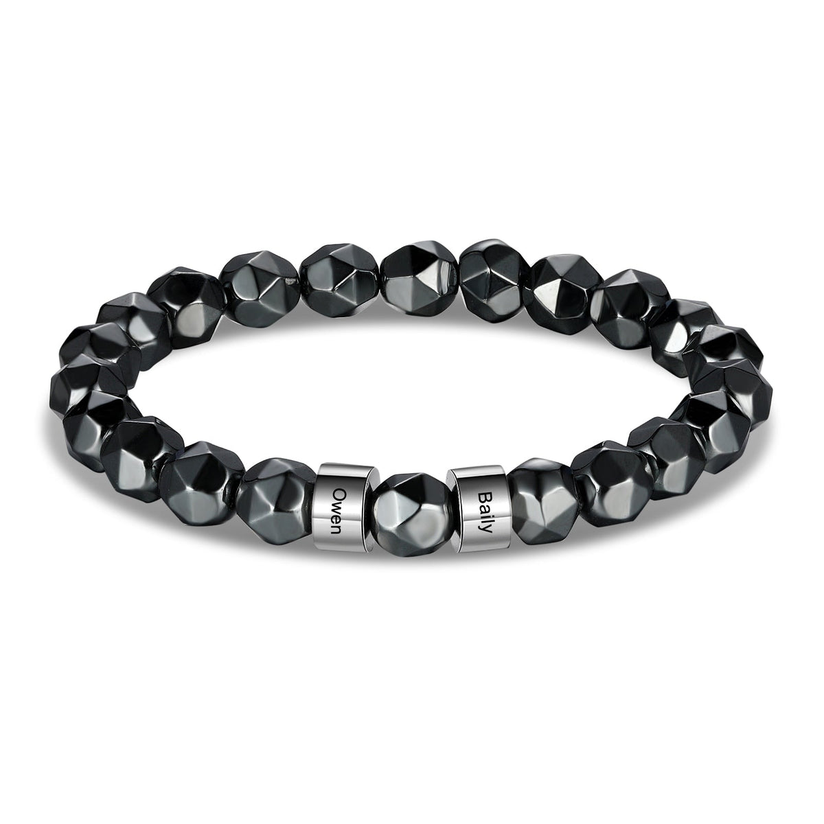Custom Name Black Gallstone Men Bracelet
