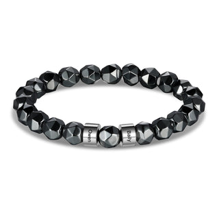 Custom Name Black Gallstone Men Bracelet