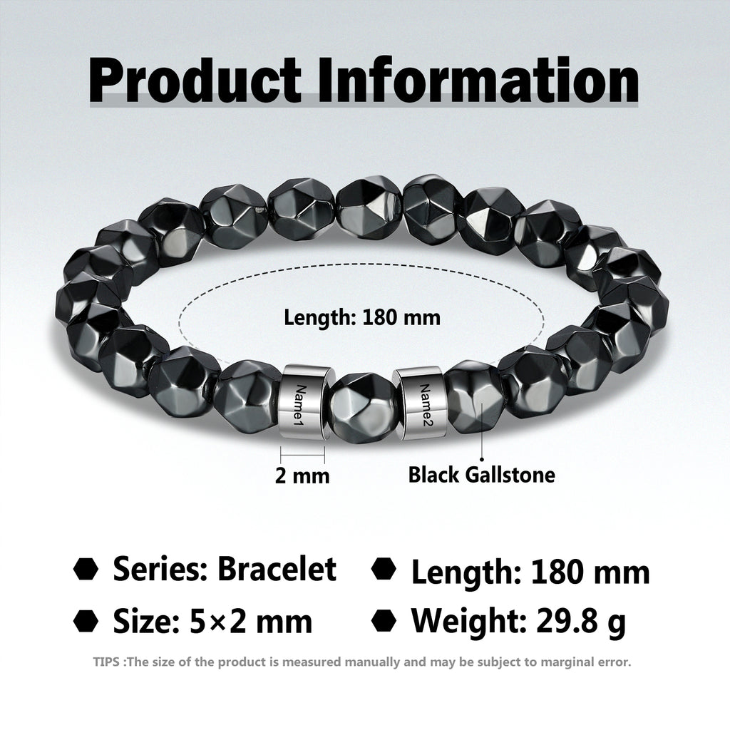 Custom Name Black Gallstone Men Bracelet
