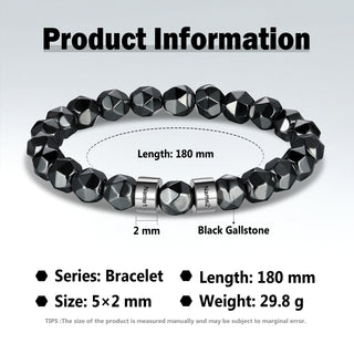 Custom Name Black Gallstone Men Bracelet