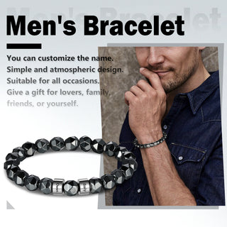 Custom Name Black Gallstone Men Bracelet