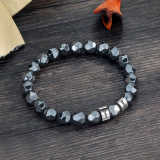 Custom Name Black Gallstone Men Bracelet