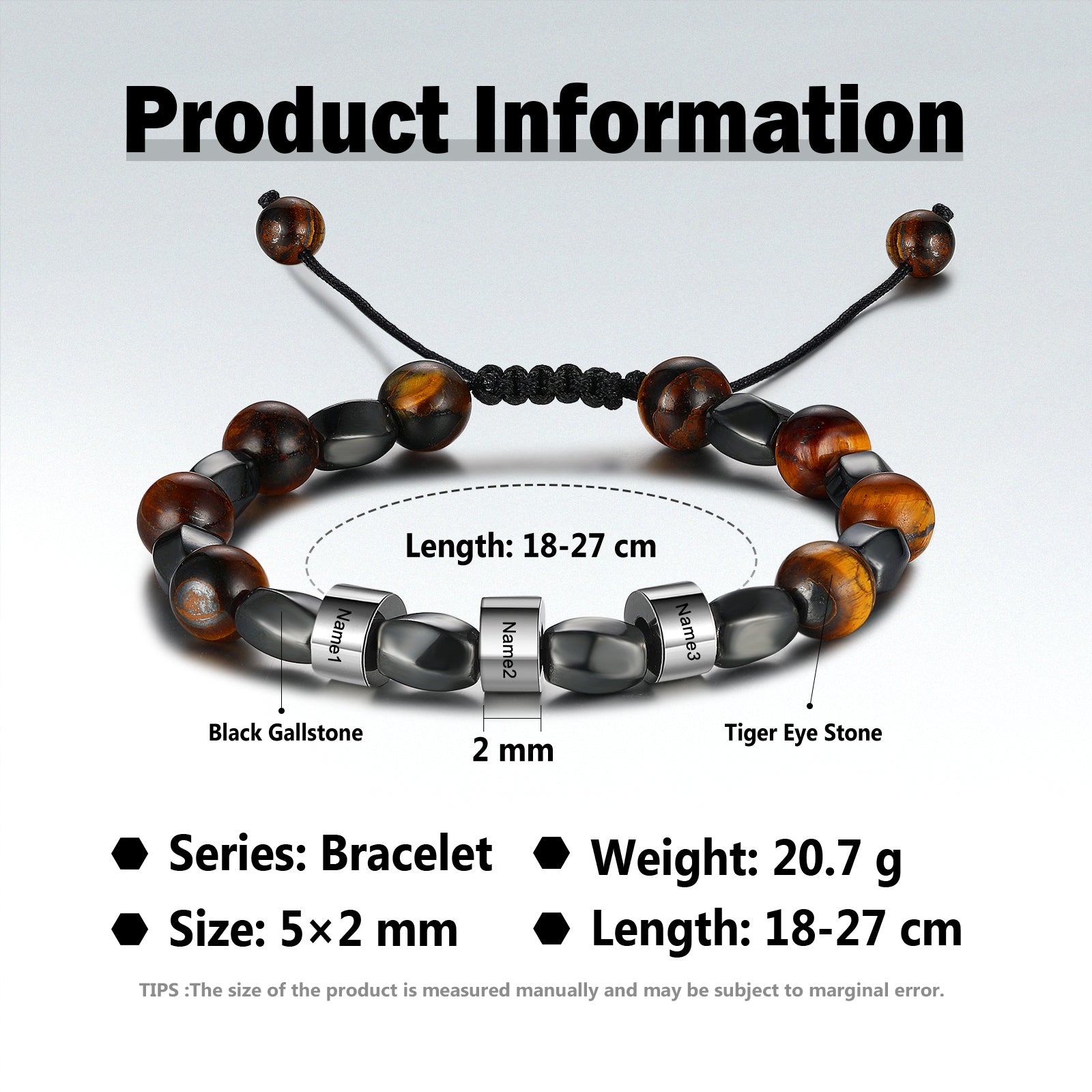 Custom Name Tiger Eye Bracelet