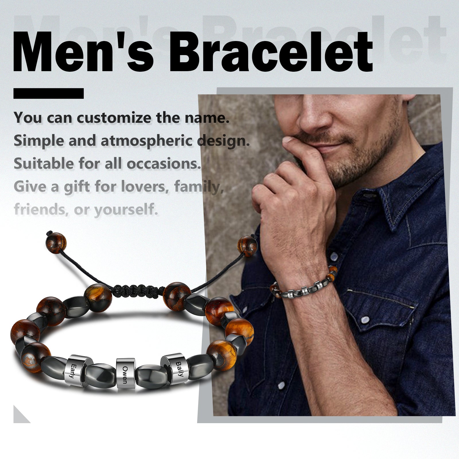 Custom Name Tiger Eye Bracelet