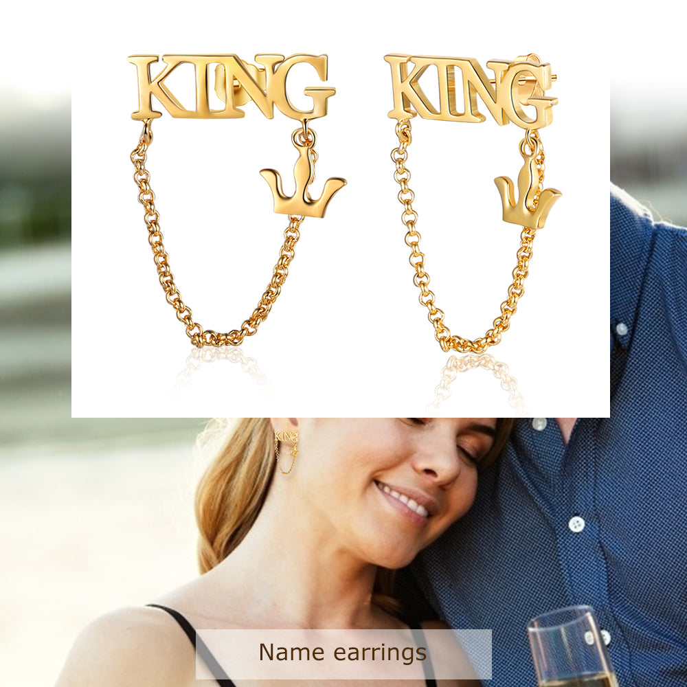 Custom Name Earring with Crown