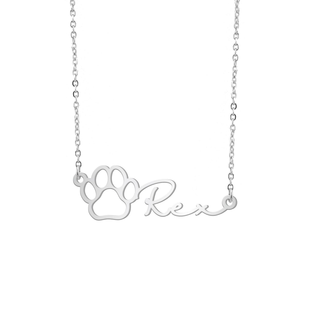 Custom Name Necklace with Paw