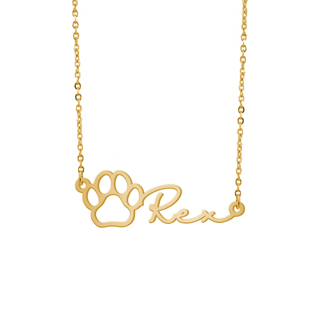 Custom Name Necklace with Paw