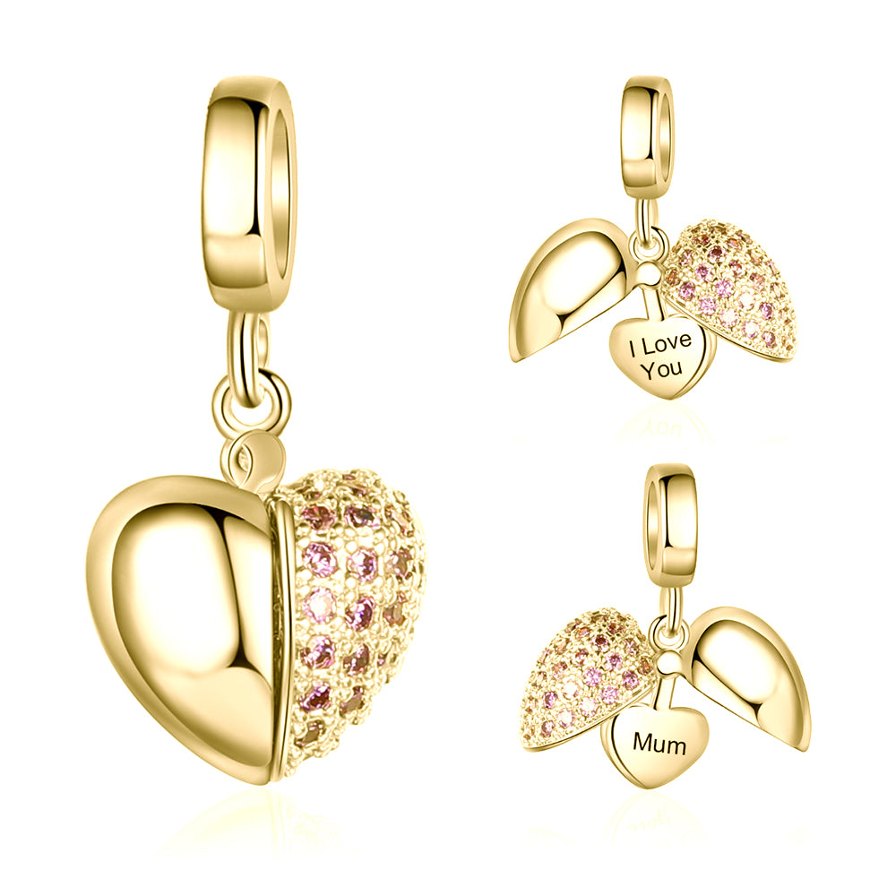 Personalized Rhodium Plated Jewelry Charm Beads