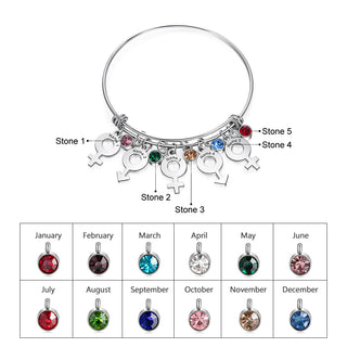 Engraving Stainless Steel Bangle Bracelet with Birthstone