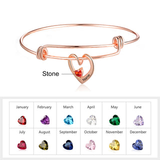 Rhodium Plated Heart Bangle Bracelet