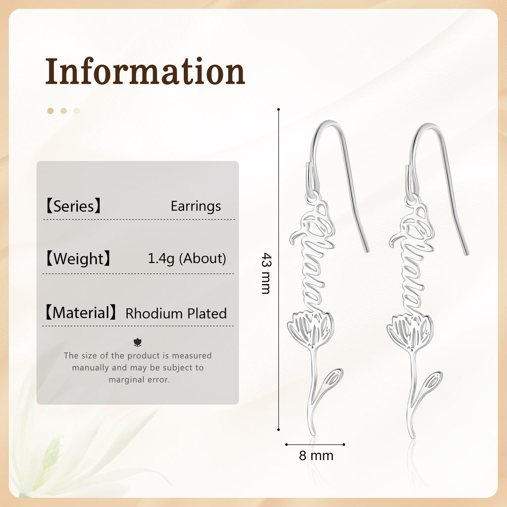 Custom Birthflower Name Earring