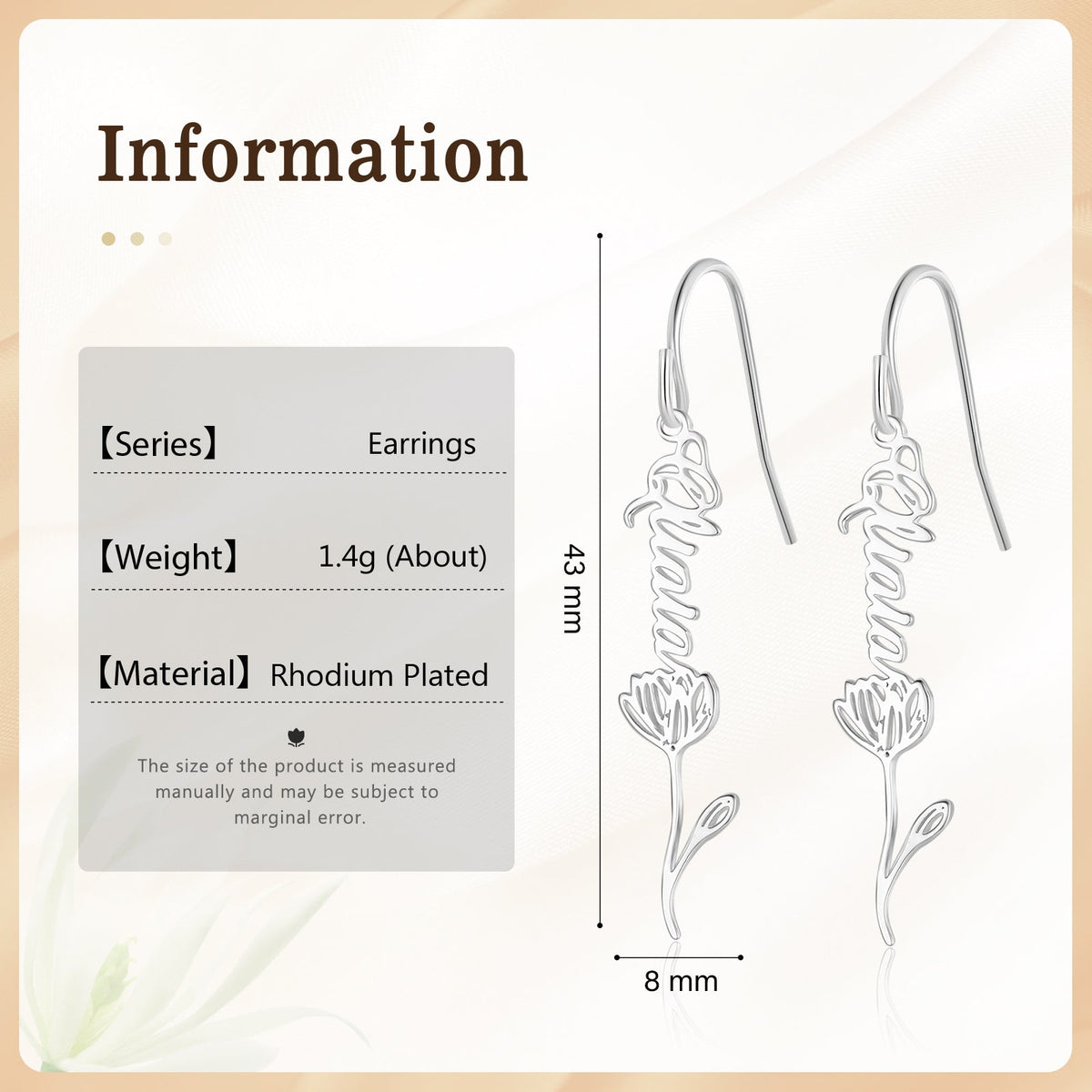 Custom Birthflower Name Earring